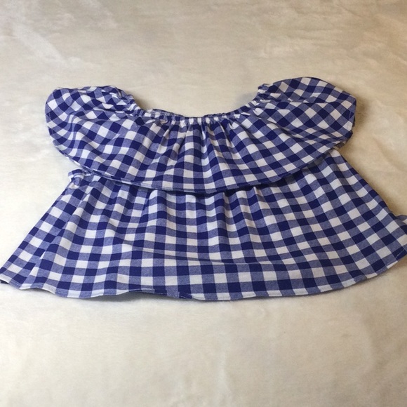 Zera Girls Other - ZARA  🌼 Girls Blue & White Plaid checkered Top w/ Ruffle Layered Detail size 8